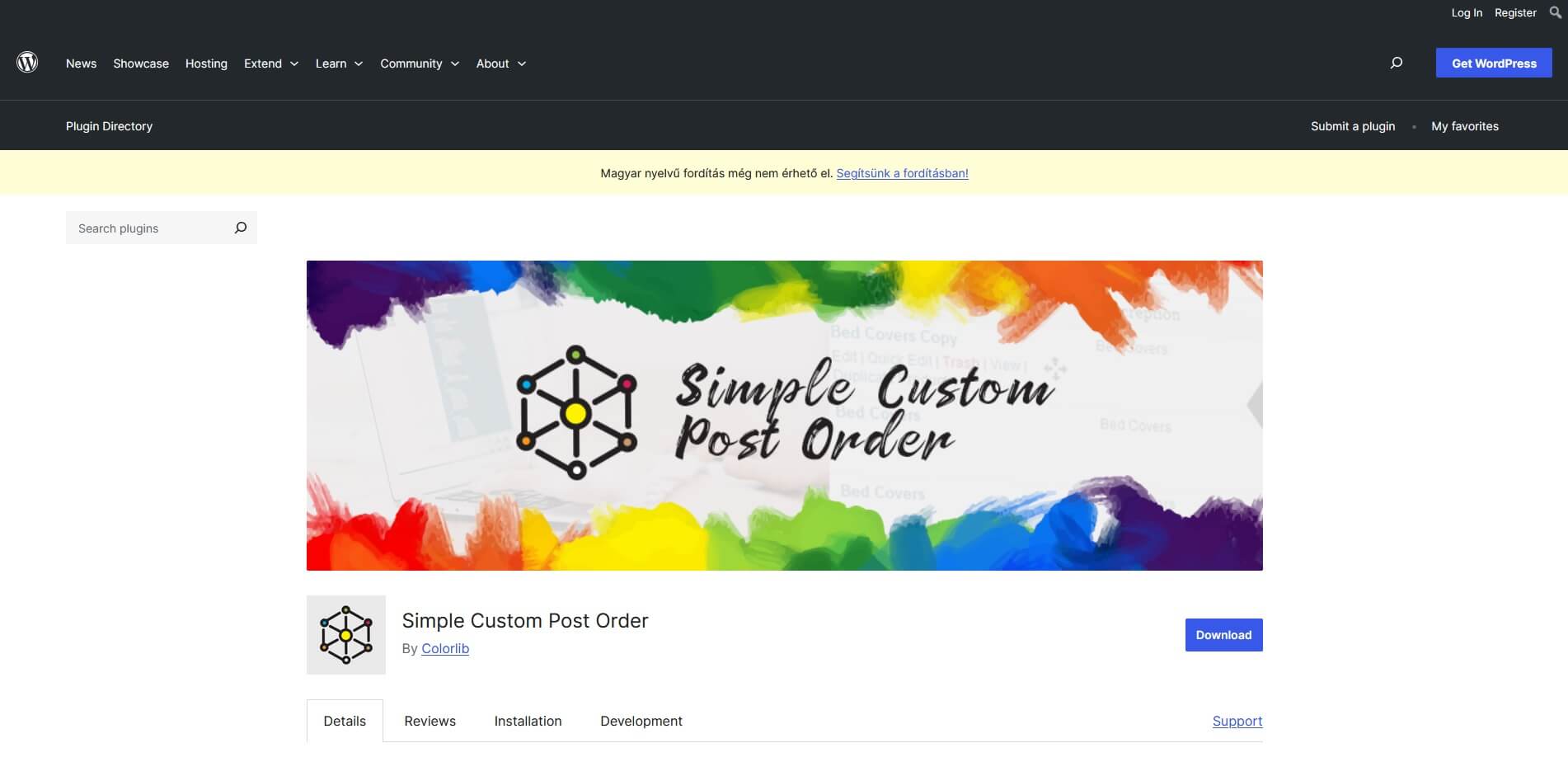 Simple custom post order bővítmény wordpress weboldalakhoz